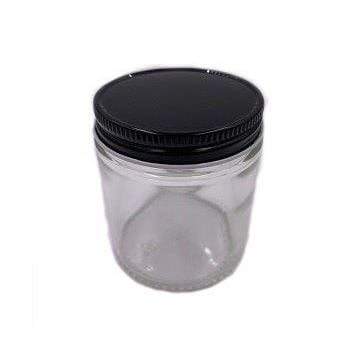 4 oz. Straight Sided Jar (24 per case) w/Black 58-400 Lid with White Line: 20+ cases, priced per case