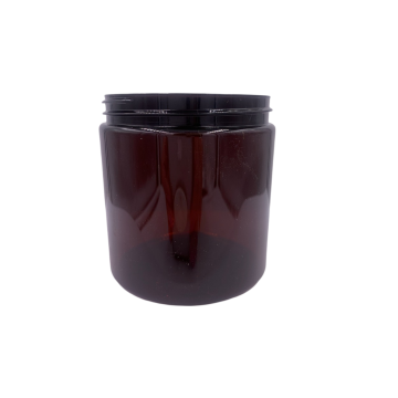 8 oz. Amber PET Straight Sided Plastic Jar w/Lid