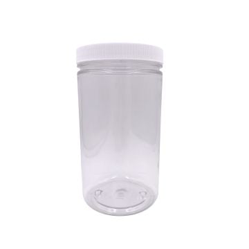 32 oz. Clear Plastic PET Bottle - with White Cap - priced per bottle