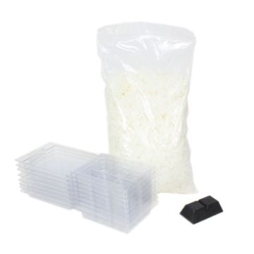 Complete Soy Tart Starter Kit: 1# of GW Tart/Melt wax, 8 Clamshell Molds, 2 ozs. of Fragrance Oil, & one corresponding 1/2 oz. liquid dye.