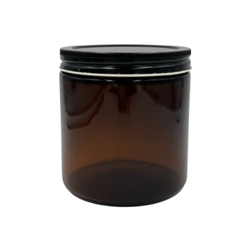16 oz. Amber Flint Straight Sided Jar w/Lid: case of 12 jars