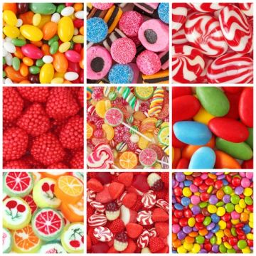 Candy Fragrance Sampler Set: 10 - 1 oz. bottles. One each of: Black Licorice, Buckeye, Candy Cane, Candy Corn, Cherry Cordials, Chocolate Almond Coconut Bar, Cinnamon Candy, Jelly Bean, Oreo Cookie Type, Peach Hard Candy