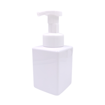 12 oz. White Square Plastic bottle w/Foaming Soap Pump (sold as set)